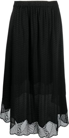 Zadig&Voltaire lace-trim silk skirt - women - Silk/Polyamide/Spandex/Elastane - 40 - Black