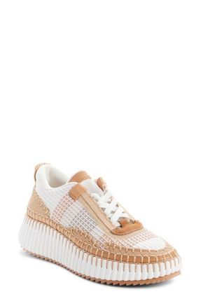 Chlo&eacute; Nama Platform Sneaker in Brown/Light Beige at Nordstrom, Size 10Us