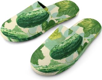 Generic Cucumber Pickles Leaves Mens House Slippers Slip Indoor Slipper On Shoes Warm Outdoor