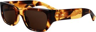 Bottega Veneta Rechthoekige Zonnebril - unisex - Zonnebrillen - Bruin - 51 MM - Nylon - Accessoires
