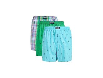 Polo Ralph Lauren Woven Boxers Mens Underwear Hammond Blue/Greendale Plaid/Vineyard Green : XL, Cotton