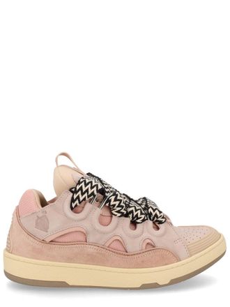 Lanvin Beige Curb Zigzag Pattern Laces Sneakers