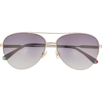 Kate Spade New York Janece 58mm Aviator Sunglasses in Gold Black at Nordstrom Rack