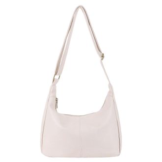 Generic PU Leather Crossbody Bag Retro Shoulder Bag Large Commute Tote Handbag (White)