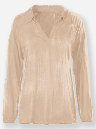 Heine Schlupfbluse HEINE, Damen, Gr. 36, beige (ecru), 100% Modal, unifarben, V-Ausschnitt, Blusen Schlupfbluse
