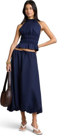 Onia Air Linen Bubble Maxi Skirt in Noir Navy at Nordstrom, Size X-Small