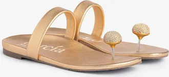 Pedro Garcia Crystal flat sandal in black leather | Bria | centenary