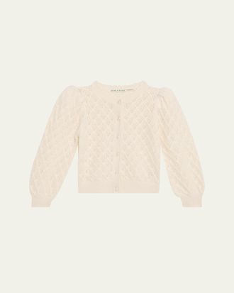 Alice & Olivia Doris Cashmere-Blend Puff-Sleeve Cardigan
