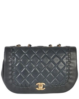Chanel Black Leather CC Braided Saddle Flap Bag (Authentic Pre-Loved)