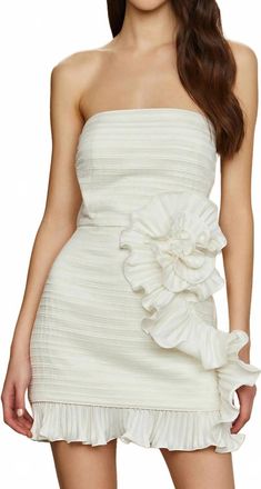 AMUR Isla Rosette Mini Dress In Ivory