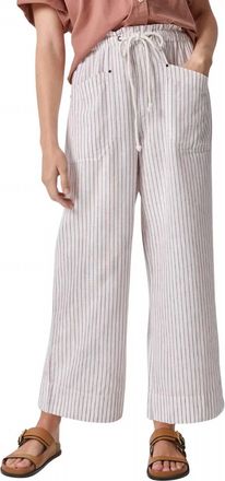 Lilla P Striped Wide Leg Pant In Bark