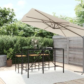 vidaXL Vidaxl - Tavolo da Bar con Piano in Vetro Nero 180x70x110 cm Polyrattan