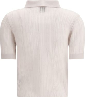 Allude Womens Polo-Neck Short-Sleeve Sweater 80 Kashmir-Capra Hircus Kashmir/capra