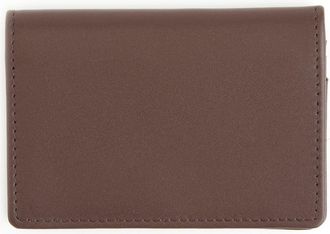 Royce Leather Personalized Leather Card Case in Brown- Silver Foil at Nordstrom