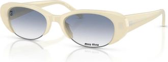 Miu Miu Ovale Zonnebril - Dames - Accessoires - Wit - Maat: 52 MM