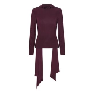 Rotate ROTATE Birger Christensen, Blouses, female, Red, Size: 3XS Long-Sleeved Scarf Top