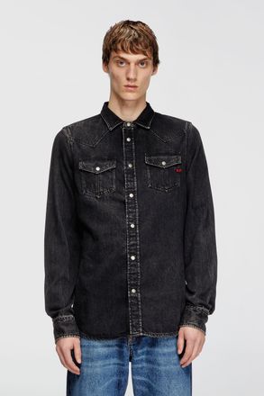 Diesel Overshirt in denim - Denim Shirts - Man - Black