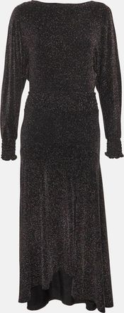 Maje Black Metallic Jersey Rio Midi Dress