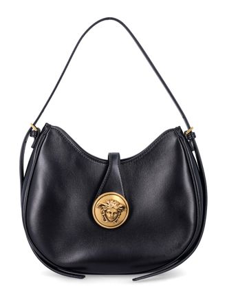 Versace Small Hobo Crescent Leather Shoulder Bag