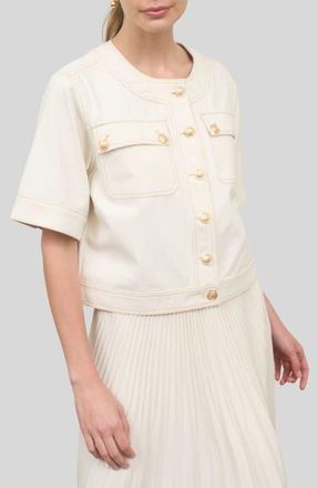 ZOE AND CLAIRE Short Sleeve Cotton Jacket in Cream at Nordstrom, Size X-Small