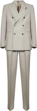 Lardini Double Breasted Suits, male, Beige, L, Lardini Dresses Beige