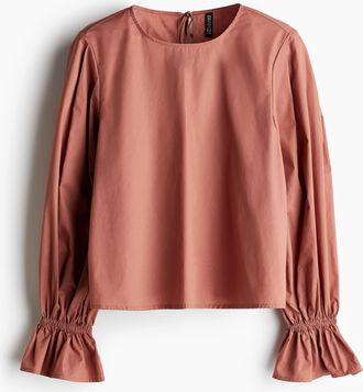 H&M Baumwollbluse mit Bindedetail - Rot