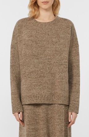 Max Mara Sibari Mélange Wool Crewneck Sweater in Hazelnut Brown at Nordstrom, Size X-Large