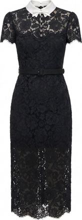 Self Portrait Lace Contrast Collar Midi Dress