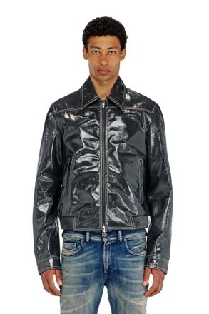 Diesel Patent-leather jacket - Leather jackets - Man - Grey