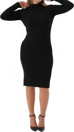 Nelly Ribbed Long Sleeve Dress In Black