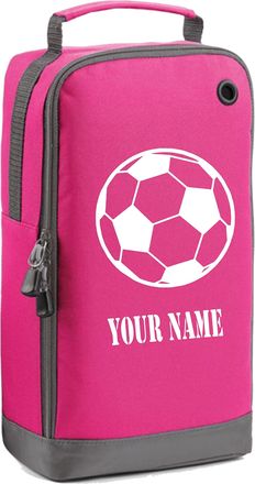 Generic Personalised Custom Football Boot Bag Boys Girls Footy Any Name Kids Sports PE Kit (Fuchsia)