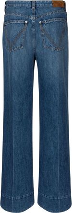 Bottega Veneta Womens Wide-leg Jeans - Blue Leather - Size EU 34 (Womens)