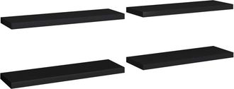 vidaXL Floating Wall Shelves 4 pcs Black 80x23.5x3.8 cm MDF vidaXL