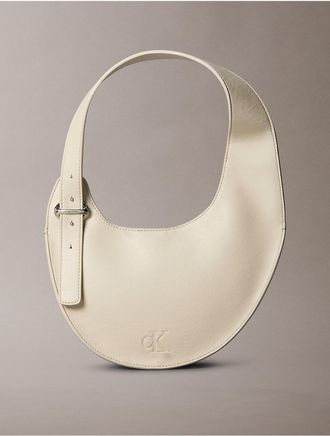 Calvin Klein Womens Crescent Asymmetrical Shoulder Bag - White