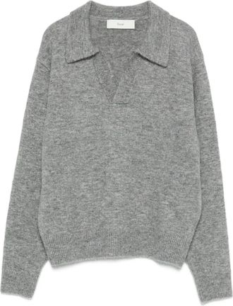 Dunst Maglione con scollo a V e colletto stile polo - Nero