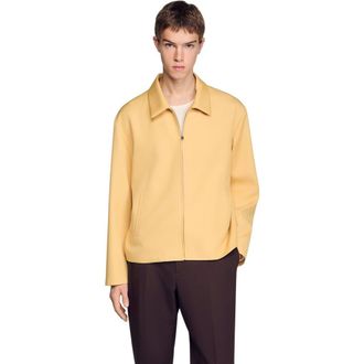 Sandro Zip-up jacket in Light Yellow at Nordstrom, Size Medium