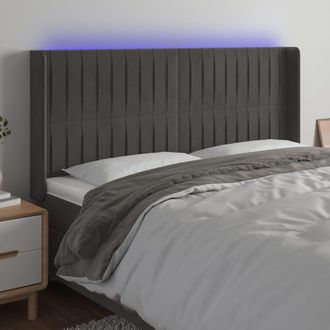 vidaXL Cabecero Con Led De Terciopelo Gris Oscuro 183x16x118/128 Cm Vidaxl