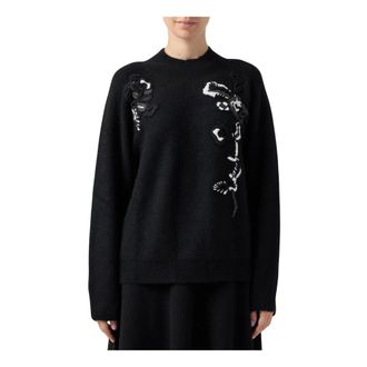 Ermanno Scervino Maglia girocollo con ricamo floreale - - Knitwear - Donna - Nero - M