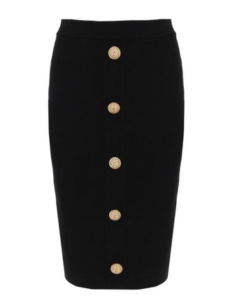 Balmain Midi Skirt With Jewel Buttons