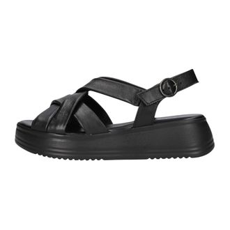 Gabor Schoenen, Dames, Zwart, 43 EU, Leer, 743 Plateau Sandal