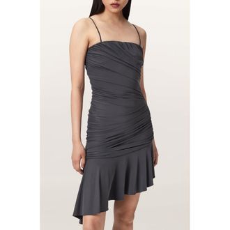 AllSaints Sophia Asymmetric Minidress in Grey at Nordstrom, Size 10