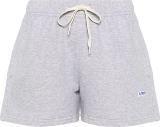 Autry logo-patch cotton shorts - women - Cotton - S - Grey