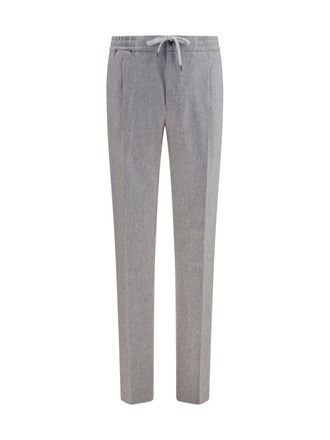 Pantaloni Torino Mens Trousers Soft Pants Grey-Light Blue Fleece Wool (ovis Aries) Grey/light