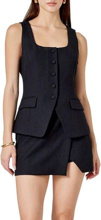 endless rose Tweed Button Vest in Black at Nordstrom, Size X-Small