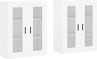 vidaXL Wall Mounted Cabinets 2 pcs White Engineered Wood Vidaxl