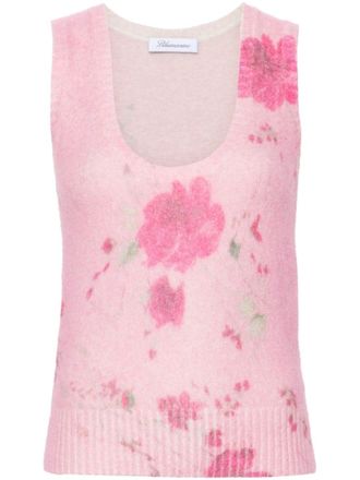 Blumarine roses-print tank top - Pink