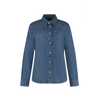 Polo Ralph Lauren Denim Shirts, female, Blue, Size: XS Logo Detail Denim Shirt