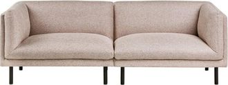 Beliani 3 Seater Sofa Upholstered Polyester Fabric Metal Black Legs Living Room Furniture Light Brown Vorgod
