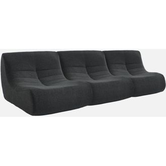 Sweeek Sweeek - Sof&aacute; Modular En Borreguito Texturizado, 3 Plazas, Sokol Borreguito, Negro, 91x105x72 Cm
