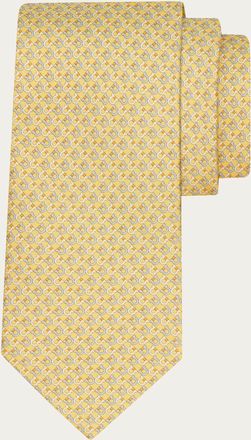 Ferragamo Uomo Cravatta in seta stampa Gancini square Giallo